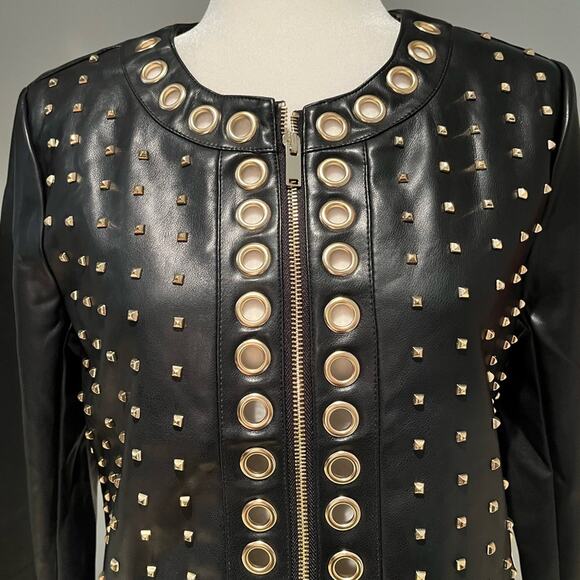 NEW Boston Proper Grommet Studded Faux Leather Edgy Jacket Black Sz M 8/10 NWT … - Picture 6 of 14